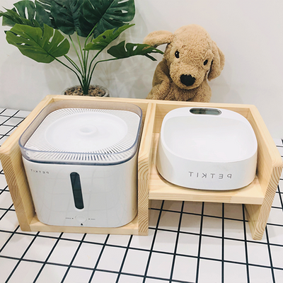 Xiaopei 2nd and 3rd generation smart water dispenser bowl combination rack pet solid wood double bowl rack cat and dog dining table intelligent bowl wooden rack