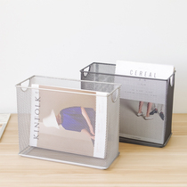 Wrought iron a4 desktop file storage box Book paper newspaper metal grid simple home office stationery finishing