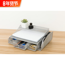 Wrought iron desktop multi-layer stationery storage box metal grid office pen holder classification storage box Fashion Home