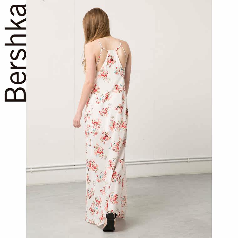 Bershka Bershka 细带花朵印花洋装 05393190