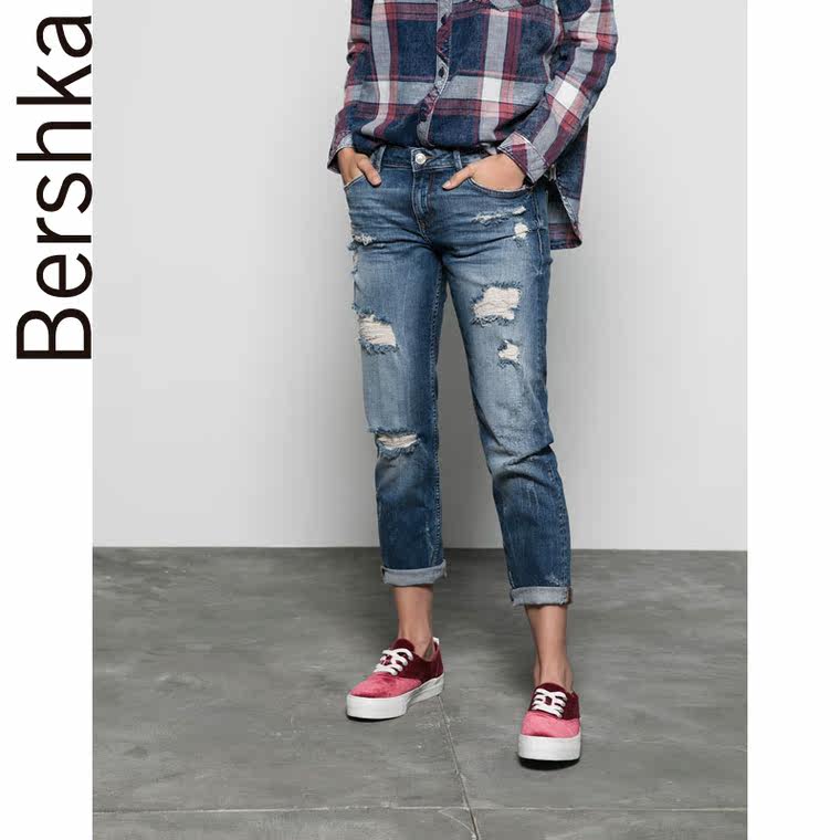 Bershka Bershka 乞丐风休闲牛仔裤 05012969