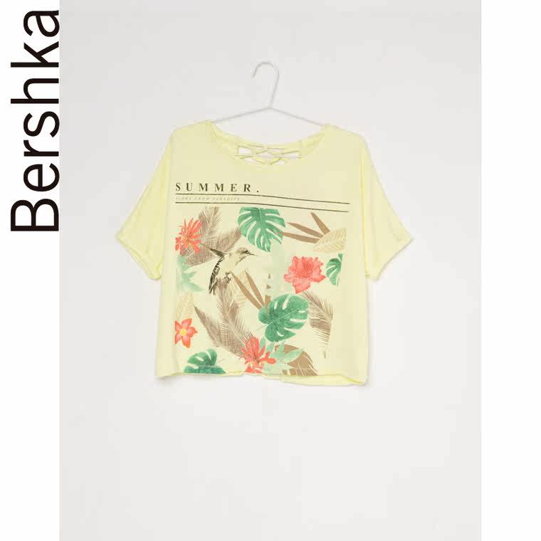 Bershka BSK 后背装饰长毛绒 T 恤衫 01833476