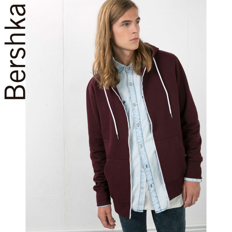 Bershka 天鹅绒带帽夹克 06633127