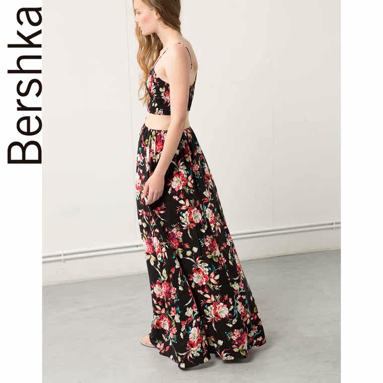 Bershka Bershka 侧边开叉长款连衣裙 05394190