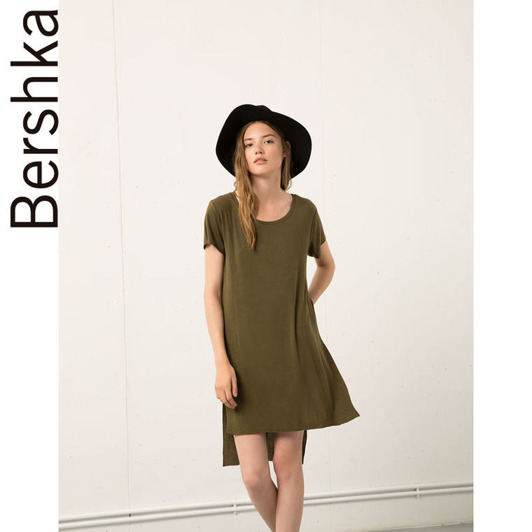 Bershka Bershka 侧边开叉超长款 T 恤衫 07569443