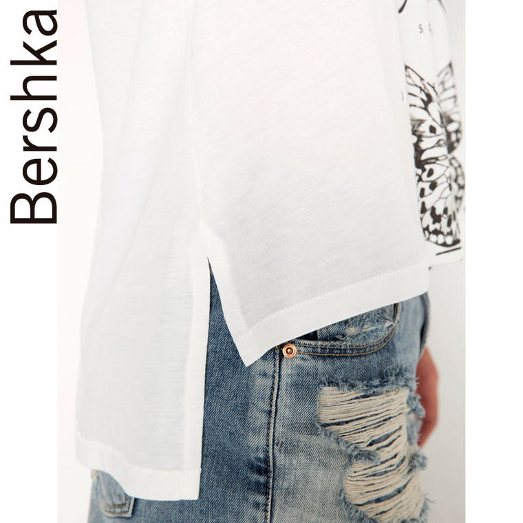 Bershka BSK 非对称蝴蝶 T 恤衫 07564167