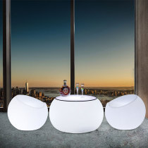 LED Outdoor Balcony Table And Chairs Three Sets Open-air Villa Patio Nordic Ins Light Lavish Red Creative Table And Chairs Combination