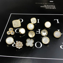 Metal Button Kids Button Round Light Gold Shirt Joker Dress Chiffon Decorative Button Rhinestone White Button