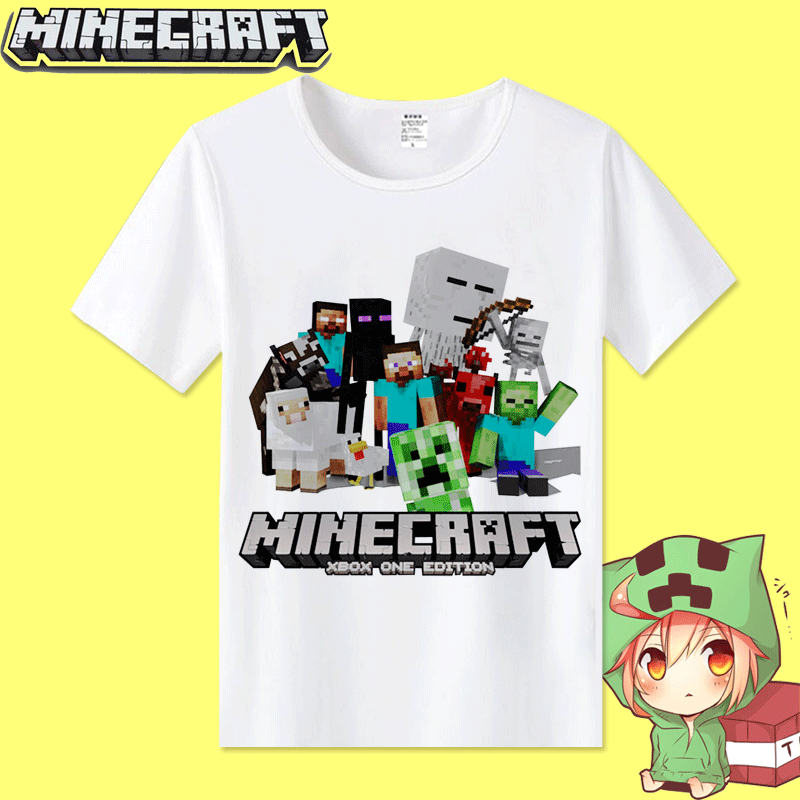 minecraft周边我的世界t恤苦力怕娘夏季衣服短袖动漫游戏周边童装