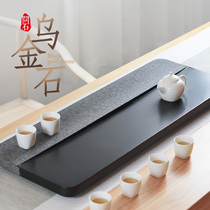 Black gold stone tea plate Stone head tea sea tea table stone natural king-size stone tea plate drainage simple black gold stone tea plate