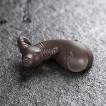 Purple sand tea pet Black Purple sand cow tea pet Shepherd boy Buffalo tea plate Tea play handicraft ornaments