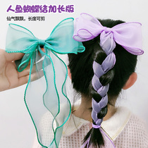 Pink bow hairpin Girl headdress Western style tie ponytail hair accessories Princess child cute wild head rope hair card