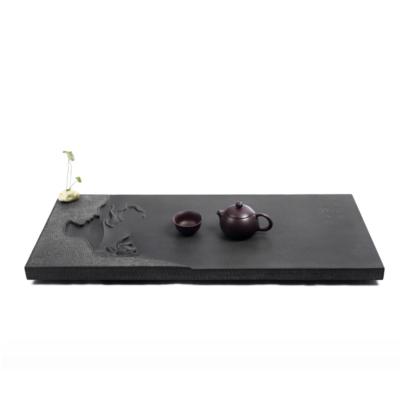 上古乌金石茶盘排水个性茶海大手工雕刻石材茶座简约高档石头茶台
