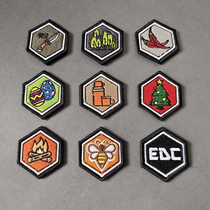 Personality Mini Hexagon Outdoor Campfire Forest EDC Chili Embroidery Magic Sticker Zhang Sewing Backpack Patch Patch