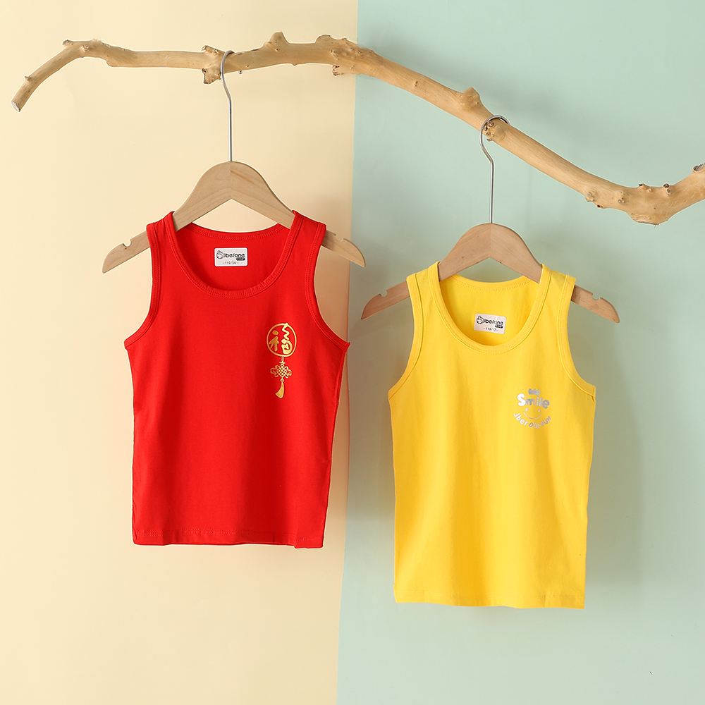 This Bewan Children's vest Pure cotton This year Spring autumn and winter Great Red Rhubarb Girl wearing boy hit bottom little vest-Taobao