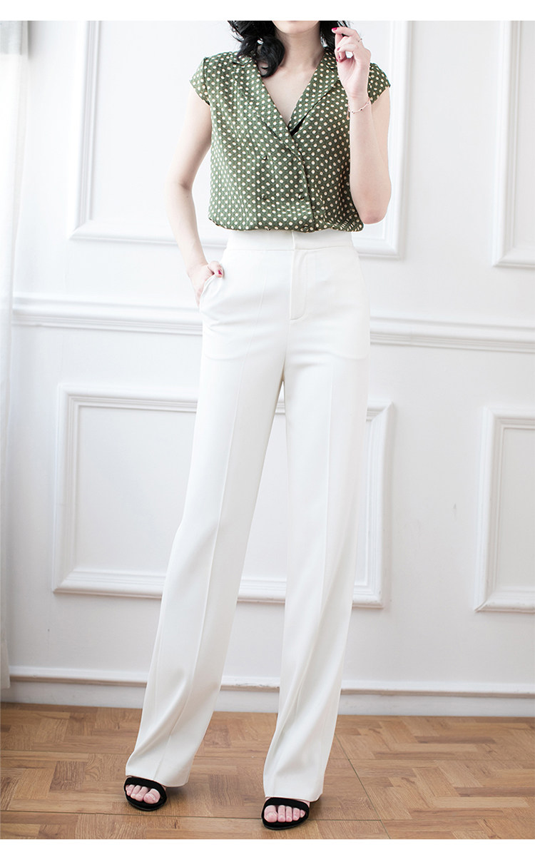 尘颜秋季新款时尚直筒裤白色阔腿裤女百搭长裤女裤 e566