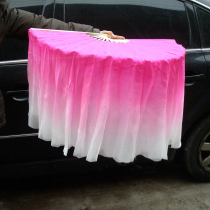 Show-color dance fan bifacial true silk dance fan Dancing Fan Dancing Fan Iron Wire Bending Hook Rivets fixed inverted dyeing