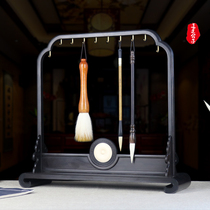 Red Wood Brush Pen Holder Solid Wood Pen Hang Brush Holder Purple Light Black Sandalwood Hung Pen Rack High-end Gift Box Wenfang Four Treasures