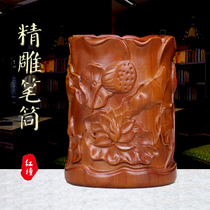 Solid Wood Quality Pen Holder Red Sandalwood Red Sandalwood Pen Holder Red Acid Branches Wood Engraving Red Wood Brush Pen Pen Holder Office Gift