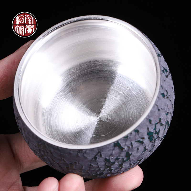 Tea master cup single CPU crystalline glaze ceramic coppering. As silver cup 999 sterling silver sample Tea cup Chinese ocean 's large cup