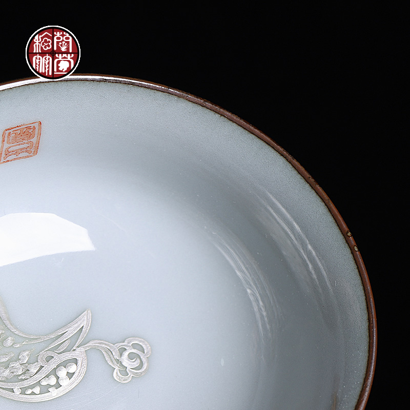 Up manually on the kongfu master cup female ceramic cup character hand - made coppering. As silver single sample tea cup gift boxes