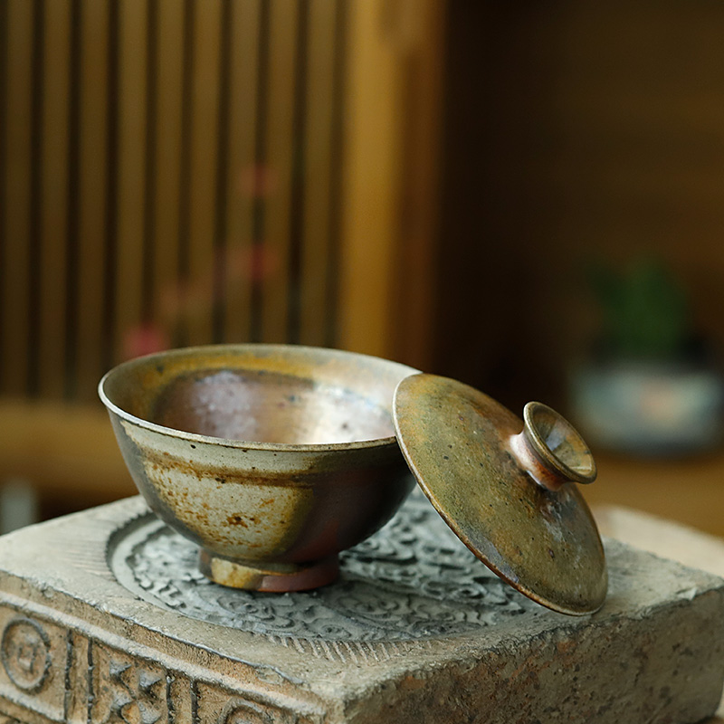 Jingdezhen firewood orphan works hand made 】 【 coarse pottery hand grasp pot of tea bowl of pure manual can raise tureen individual cups