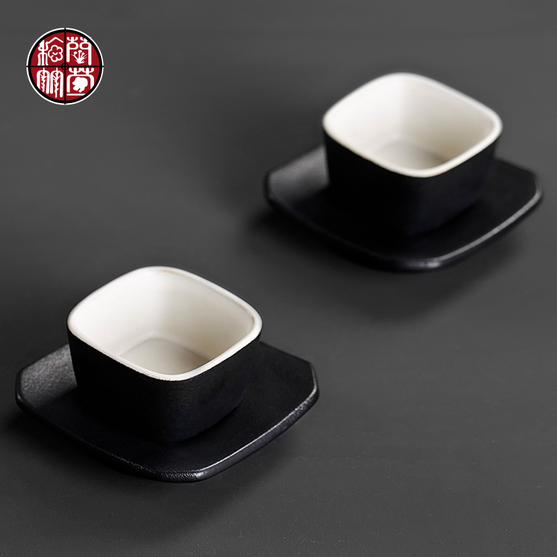 Kung fu tea set single sample tea cup tea cup Japanese coarse pottery cup mat heat cup a master cup bowl suit