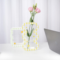 Glass acrylic vase dried flower flower arrangement modern minimalist ins European home decoration desktop decoration living room