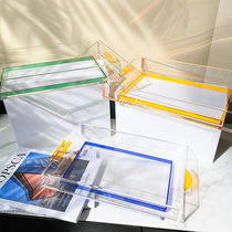 Simple rectangular acrylic tray living room bedroom household tea tray fruit plate storage put tea cup water cup pot plate