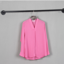 Elegant temperament V-neck pullover long-sleeved Chiffon shirt 2021 spring and summer new OL commuter solid color loose simple shirt