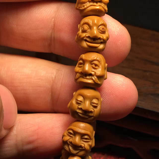 橄榄核雕刻单面小核十八罗汉手串 于彬作品 小籽手链手持南工苏工