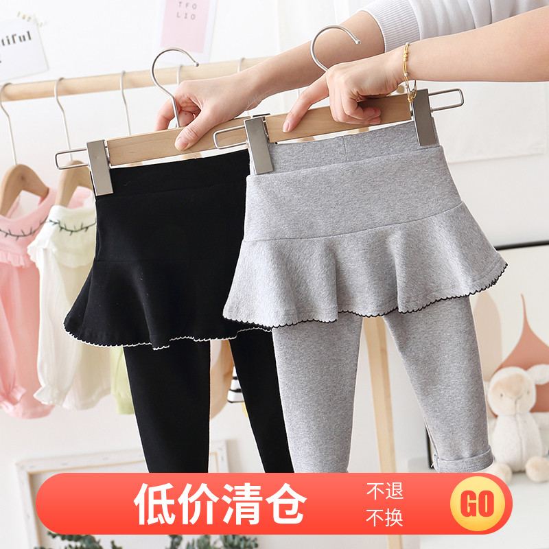 Girl Pants Skirt Fake two spring and autumn children's autumn clothes baby inner lap pants outside wearing pure cotton baby gush pants autumn and winter