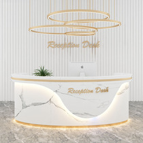 Customized company curved semicircular front desk desk light luxury reception bar counter moon center medical beauty salon cashier