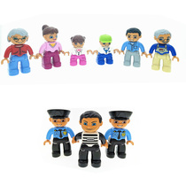 Gegele big granular building block Doll Doll Family police pilot loose pieces childrens DIY educational toy