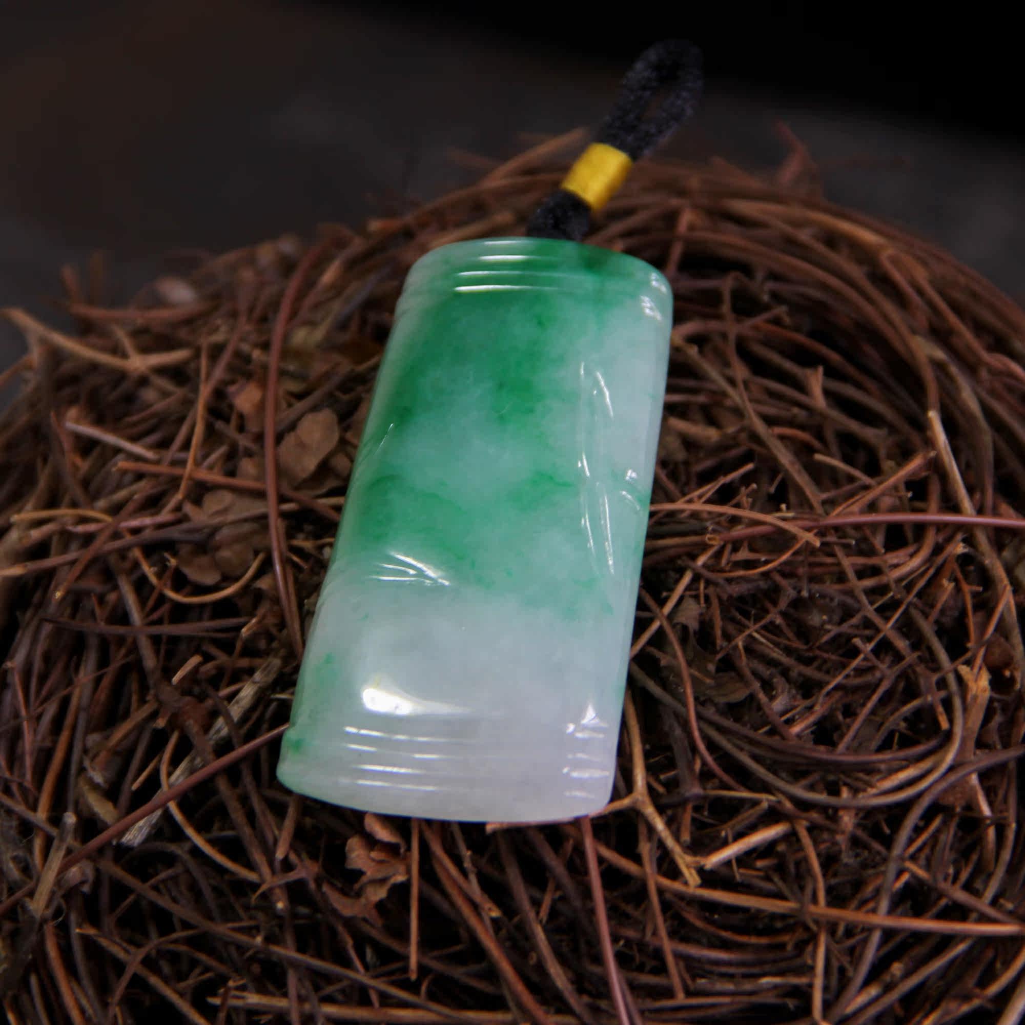 信缘翡翠缅甸翡翠竹节吊坠翡翠竹节玉坠冰糯阳绿竹节吊坠a货