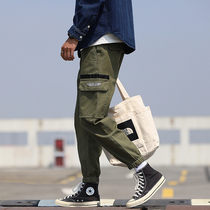 Autumn and winter closed overalls mens loose tide brand slim drawstring pants handsome Korean version of the trend drawstring pants