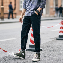 Hearthstone autumn new black jeans mens Korean version of the trend slim-fitting small pants youth trend casual pants