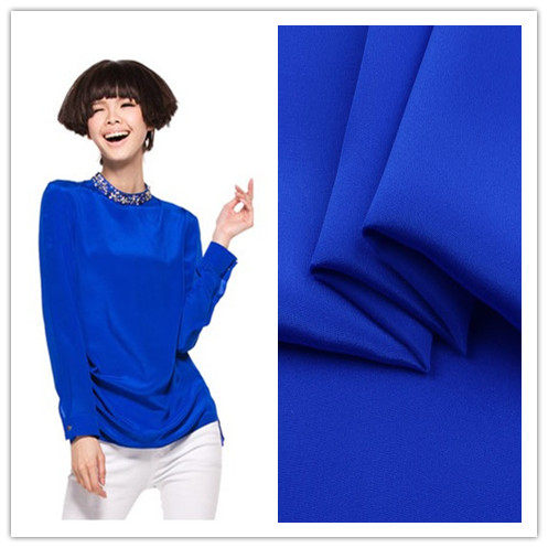 真丝双绉宝蓝色布料真丝面料布料桑蚕丝布料正品 98元一米