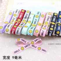 9mm printed smiling face smile ribbon with ribbon ribbon folded butterfly knot filament with package decoration floating ribbon