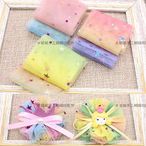6cm Wide Rainbow Gradient Color Bright Sheet Stars Love Web Yarn Diy Handmade Children Baby Head Flower Hair Accessories