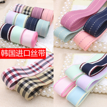 2 5cm wide Korean import ribbon plaid with satin ribbon rostril with diy butterfly knot hair decoration headwear material