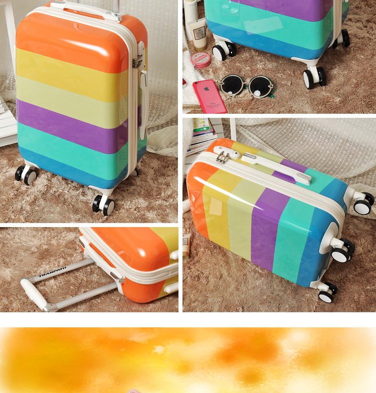 彩虹巴寶莉毛衣 韓版時尚冰淇淋彩虹行李箱可愛卡通女孩登機旅行拉桿箱202428 巴寶莉毛衣外套
