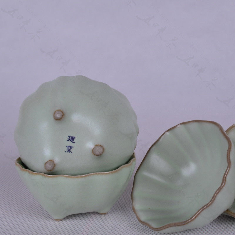 台湾建窑正品陶瓷茶具一品汝窑汝白开片三足杯六入杯经典礼品茶杯