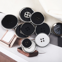 ABS plastic round small button four-eyed black Joker trench coat button for men and women suit buttons