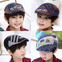 Childrens beret spring and autumn mens and womens casual cap denim hat bud hat British style beret spring tide