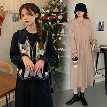 Spring and autumn loaded with new Korean version of pregnancy maternity dress with two sets of one-piece dress springtime foreign air suit Fat MM temperament long dress