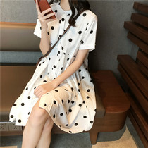 Summer dress new fattening size pregnant women loose slim long pregnant women dress polka sweet small skirt