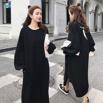 Maternity clothing autumn new Korean version of the long sweater pullover large size loose autumn and winter pregnant women over the knee coat tide