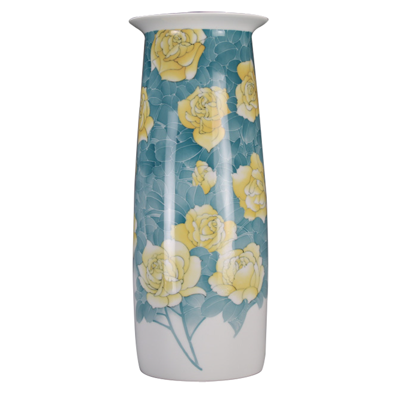 Under the liling glaze porcelain good remit home decoration ceramic vase colorful ceramics furnishing articles hand - made yellow roses sitting room