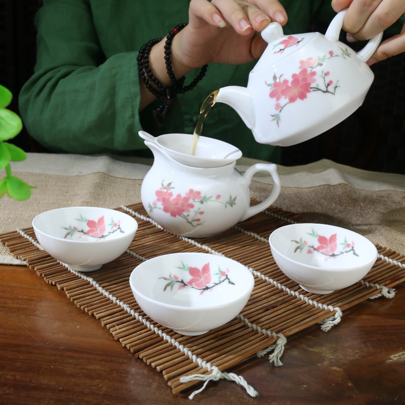 Liling porcelain ceramic Chinese style kung fu tea set under the glaze colorful hand - drawn teapot six cups craft gift